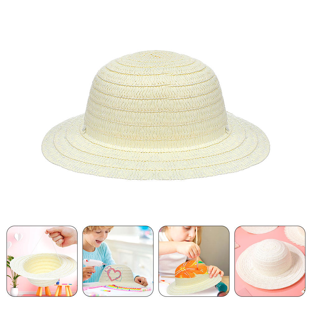 Art Craft Activity - 8 Cappelli di Paglia Bianchi per