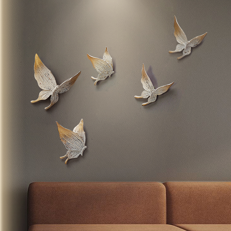 Art And Craft For Nursery - 5 adesivi murali farfalla colorata 3D,