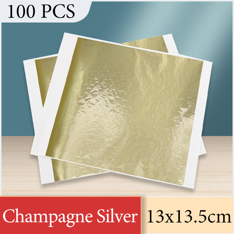 Art Craft With Leaves - 13x13,5 cm Champagne Foglio d'argento Carta