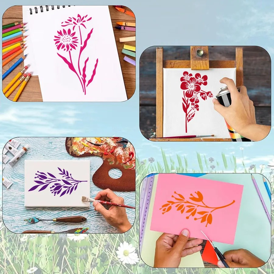 Set di 18 Stencil Floreali e F - Art Craft With Leaves recensione e prezzo